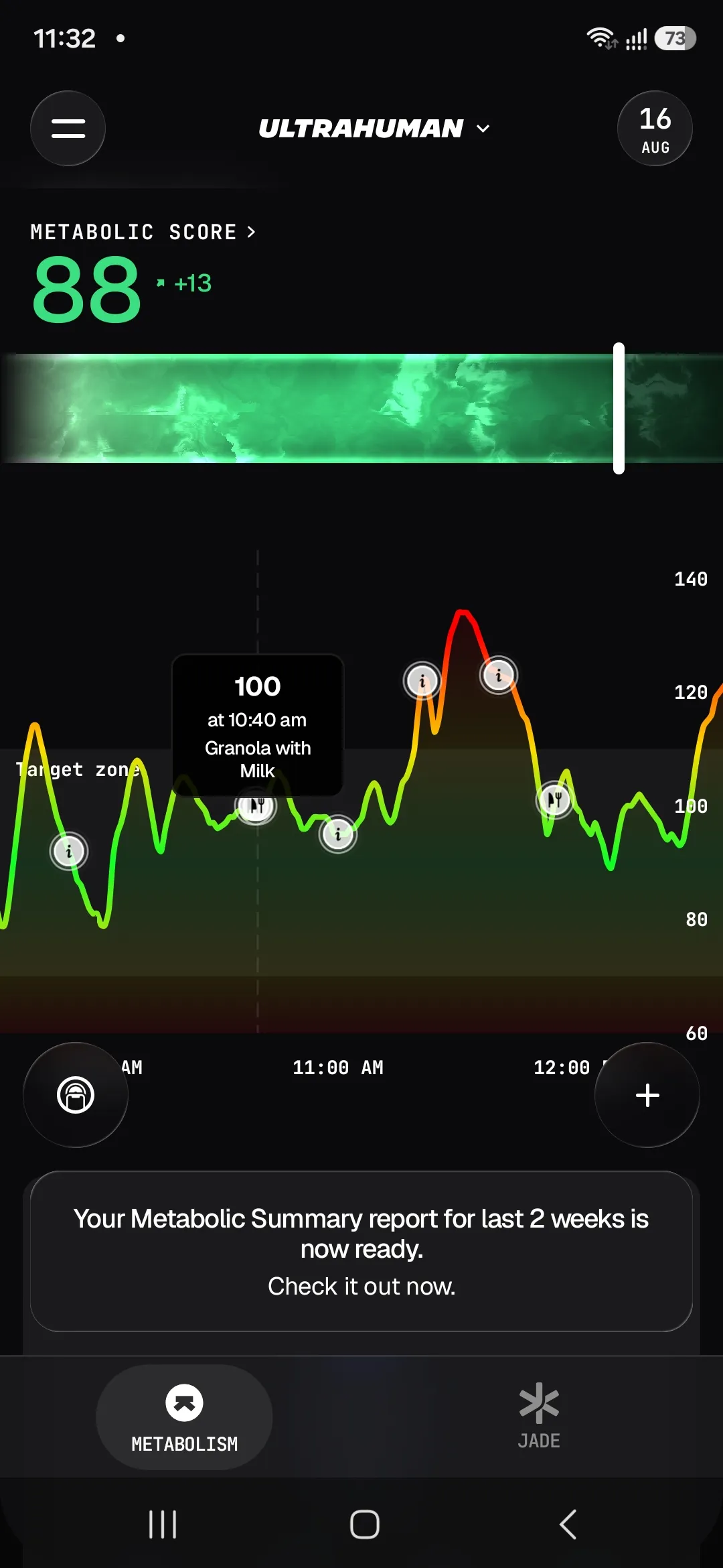 Glucose spike after corn flakes and granola