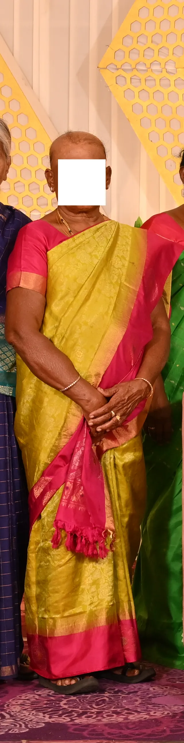 an elderly woman with barely minimum hair in her head attended my wedding