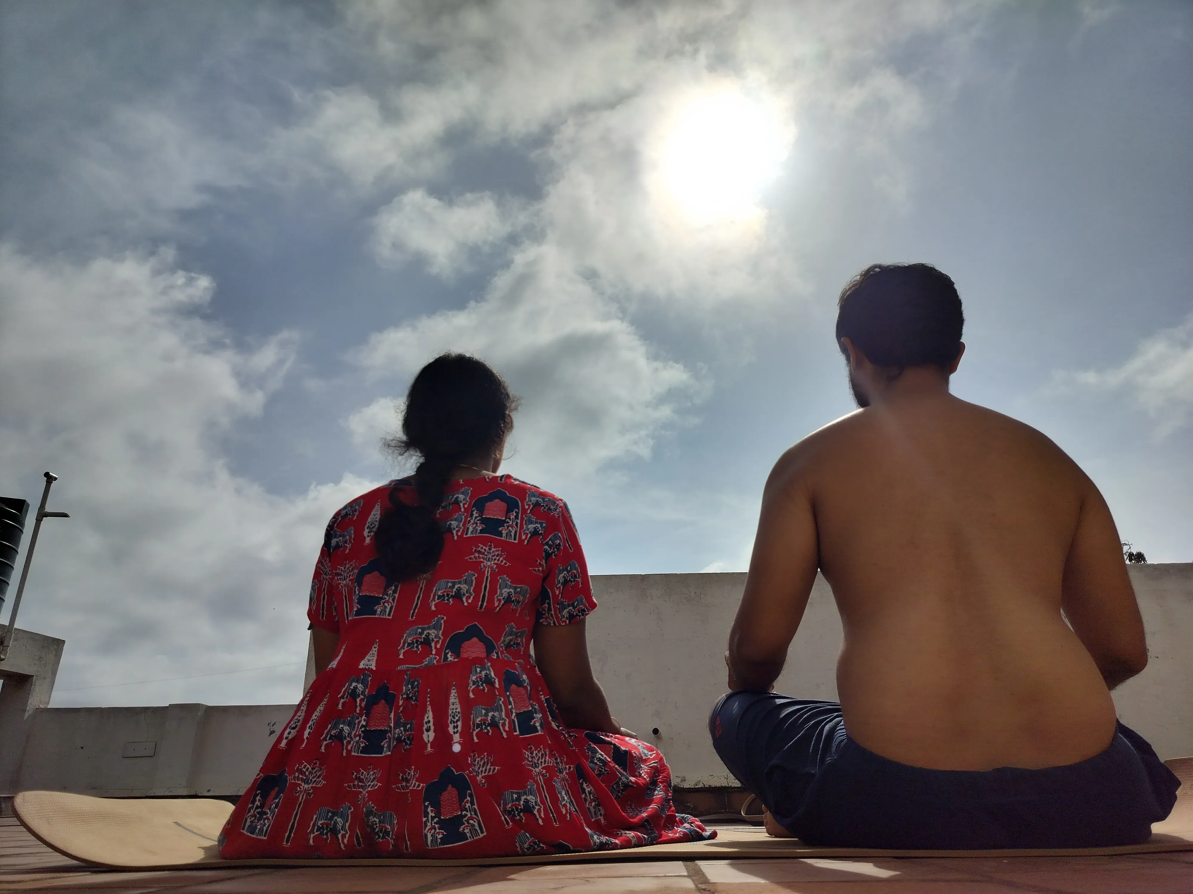 Me and my wife getting sun exposure